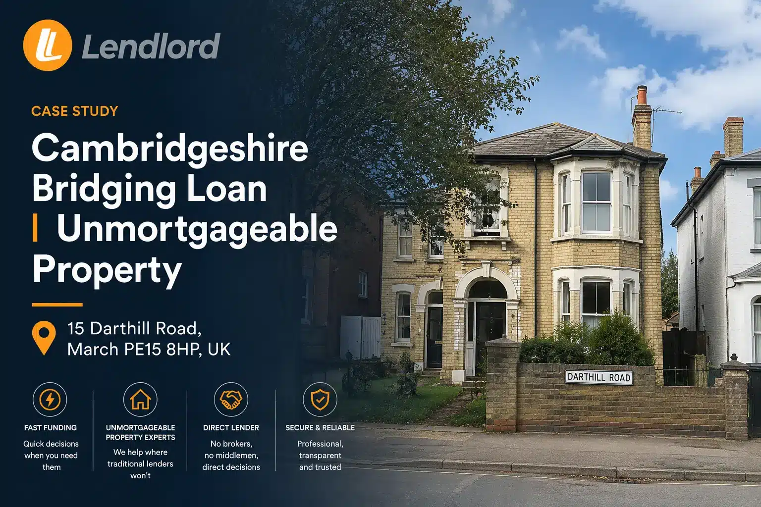 Cambridgeshire bridging loan case study - unmortgageable mid-terrace house in March, Fenland, funded from £119k purchase to £200k GDV refinance exit