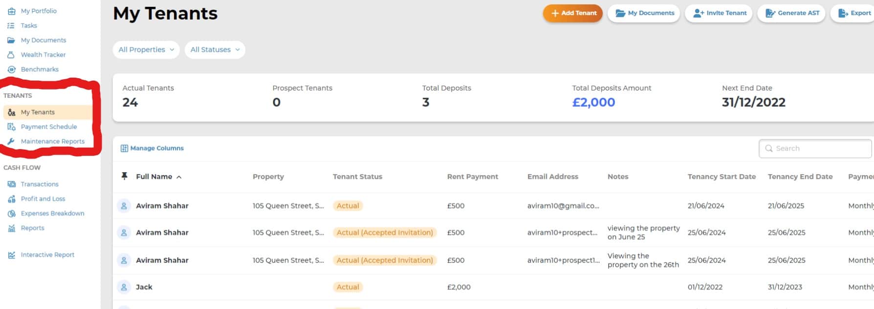 Tenancies Management Tools