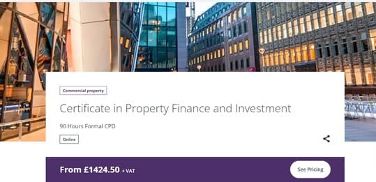 property investment course by RICS - certificate-in-property-finance-and-investment