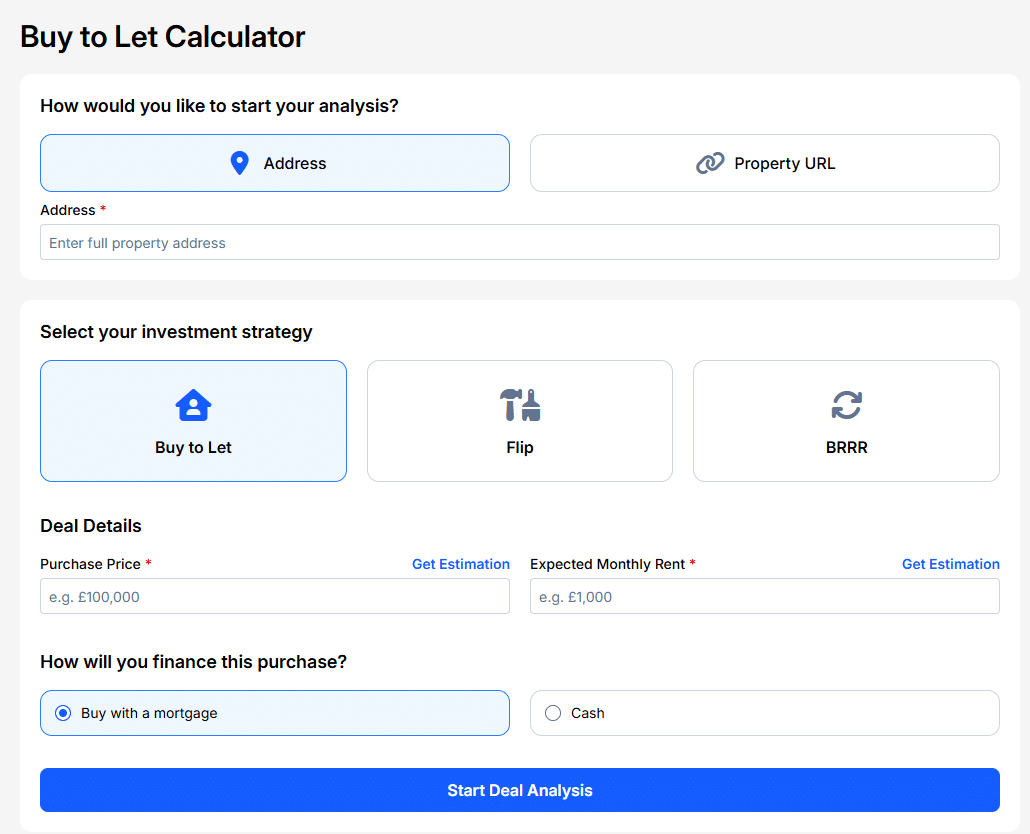Lendlord Buy to Let Calculator and Deal Analyser