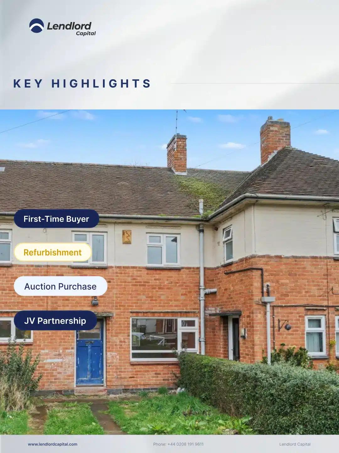 Leicestershire key highlights - first-time buyer, refurbishment, auction purchase, JV partnership - Lendlord Capital