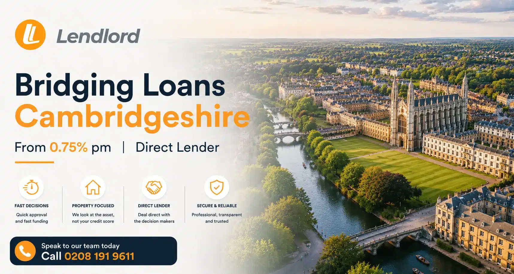 Bridging loans in Cambridgeshire - fast property finance from a direct lender