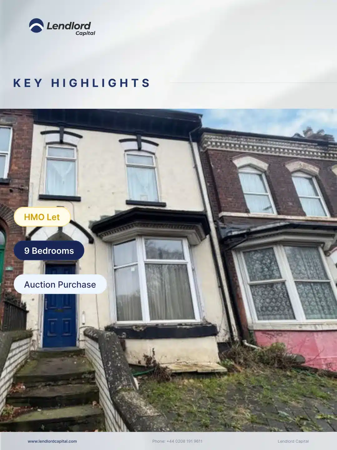 West Midlands HMO key highlights - HMO let, 9 bedrooms, auction purchase
