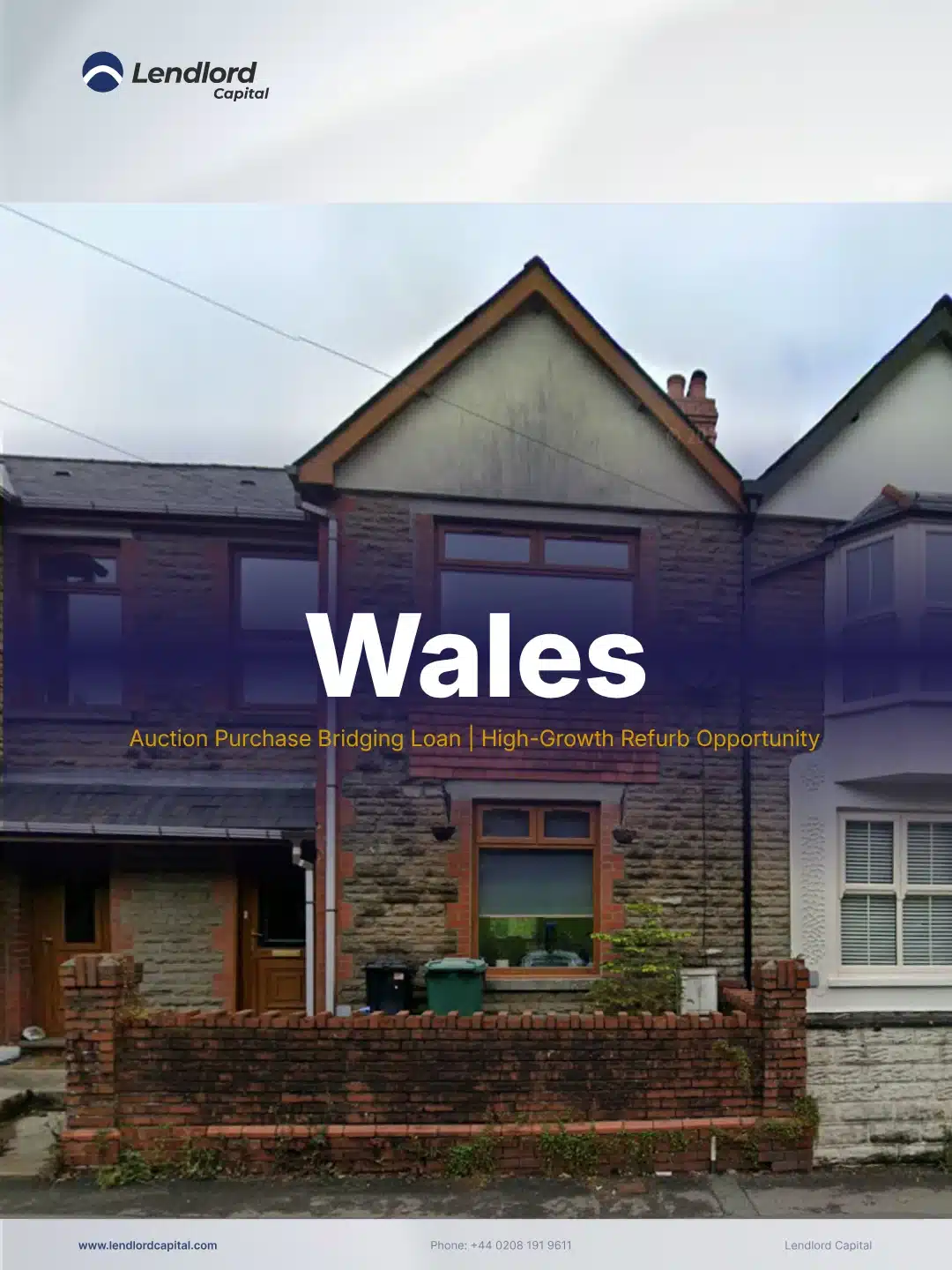 Wales auction purchase bridging loan - high-growth refurb opportunity, 3-bed terraced house - Lendlord